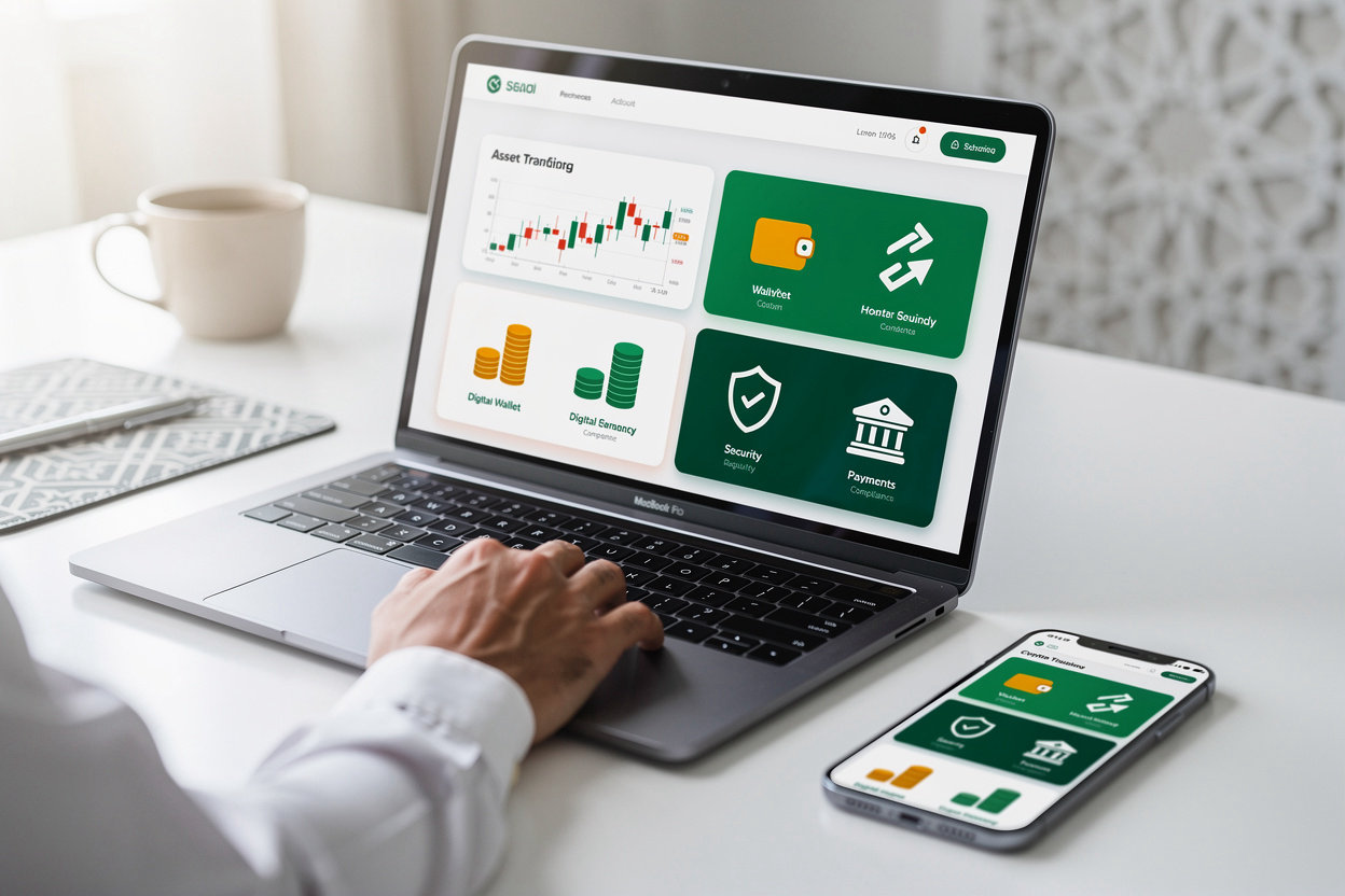 منصة عملات رقمية السعودية - لوحة تحكم حديثة لإدارة وتداول العملات الرقمية بأمان وسهولة